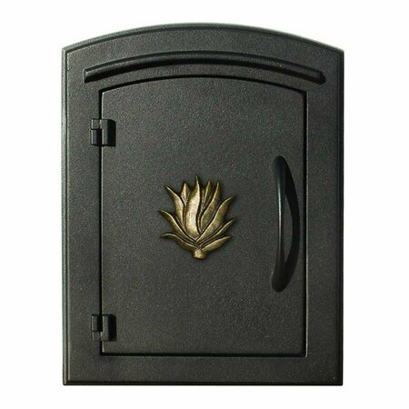 BOOK PUBLISHING CO 12 in. Manchester Security Drop Chute Mailbox with Decorative Agave Logo Faceplate in Black GR3179815